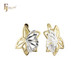 Aretes en Oro 14K, Oro Rosa, baño en dos tonos