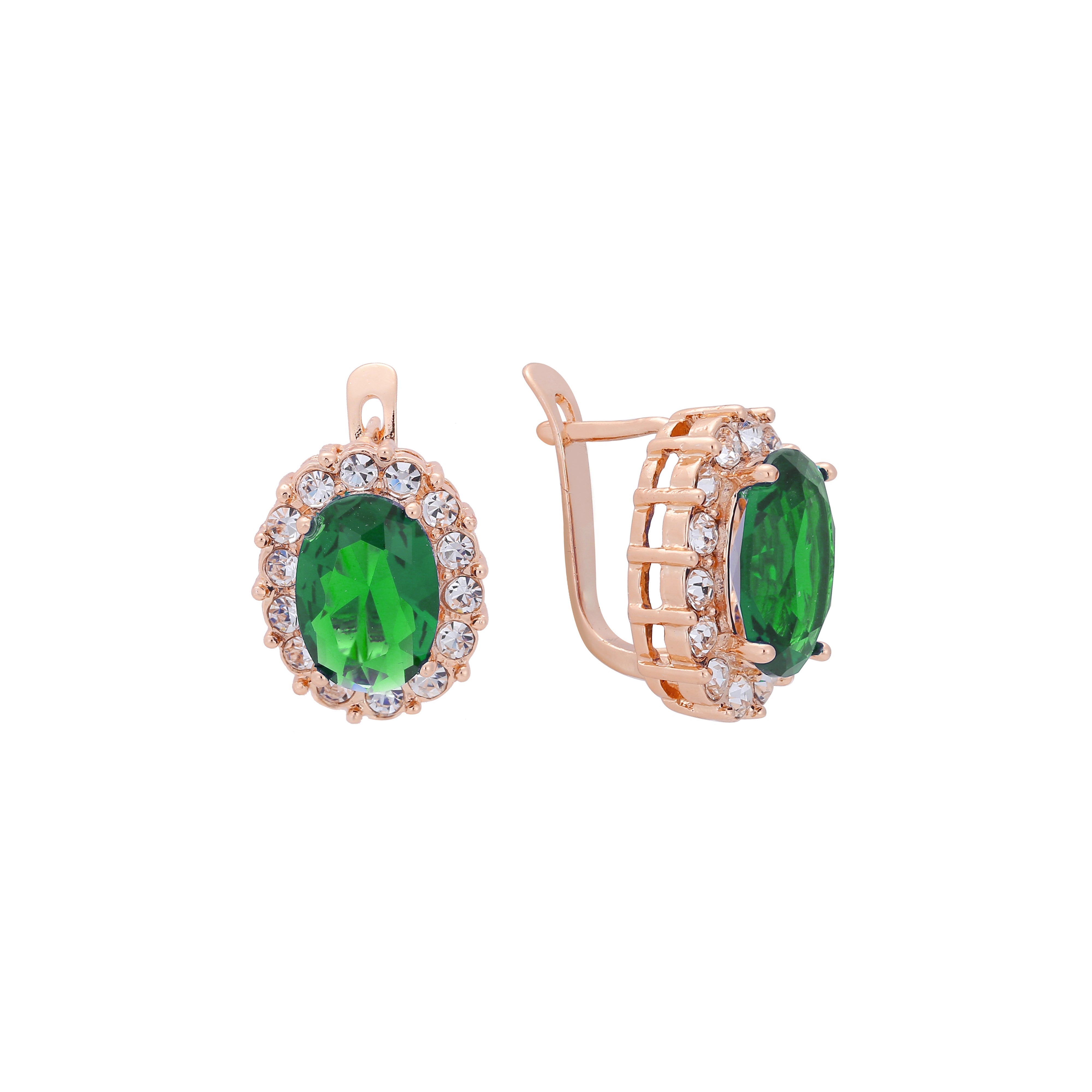 Halo luxuriöse Cluster CZ 14K Gold, 18K Gold, Roségold Ohrringe