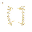 Cluster Triangular white CZs 14K Gold, Rose Gold Cuff Clip Stud Earrings