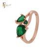 Ramos de cluster verde esmeralda CZs Rose Gold Fashion Rings
