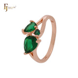 Ramos de cluster verde esmeralda CZs Rose Gold Fashion Rings
