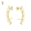 Four leave flower cluster 14K Gold, Rose Gold Cuff Stud Earrings