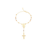 Italian Virgin of Guadalupe Catholic Rosary Necklace (Faceted Disco Beads) plated in 14K Gold, 14K Gold two tone