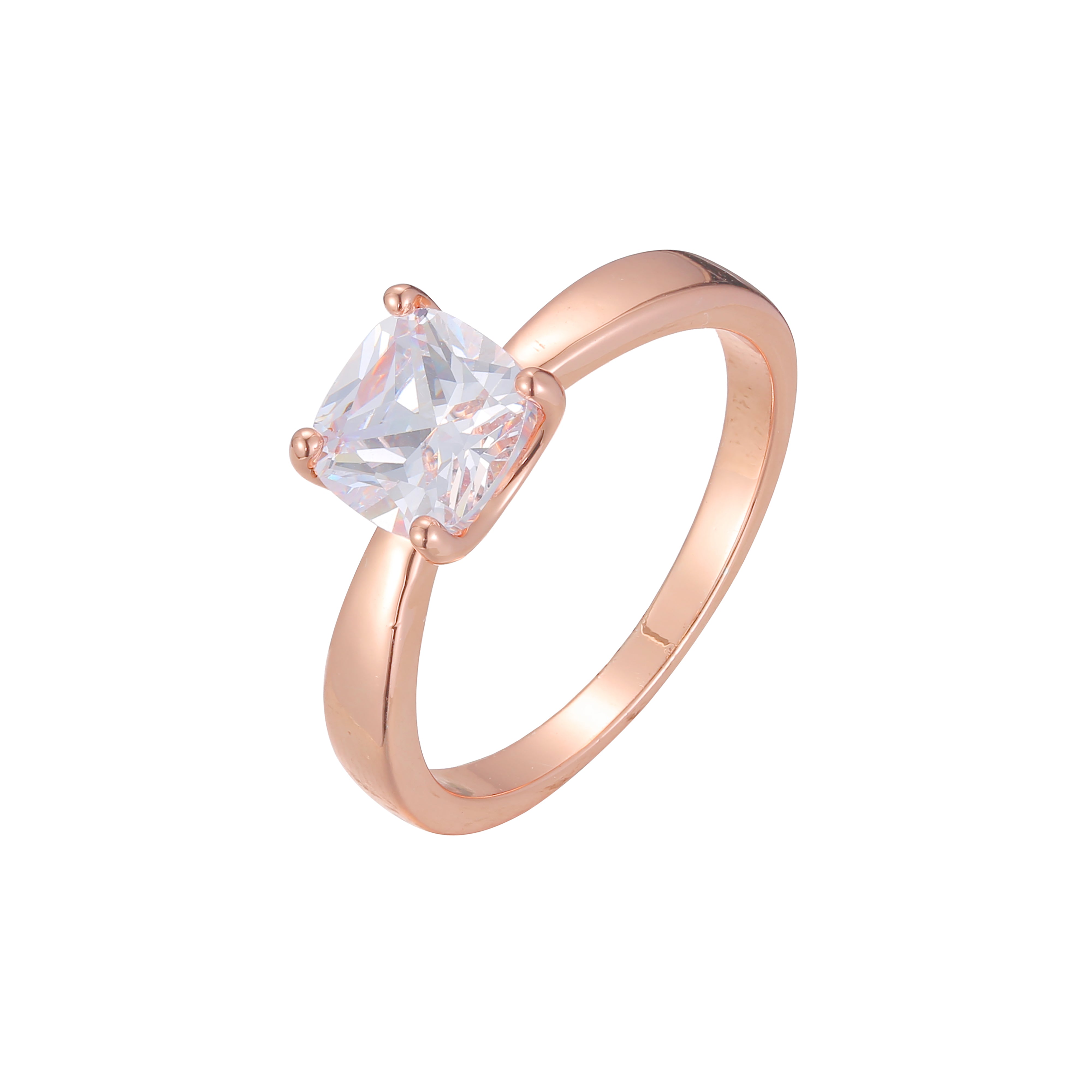 Rose Gold solitaire emerald cut stone rings