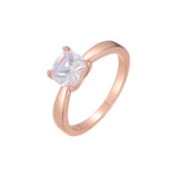 Rose Gold solitaire emerald cut stone rings
