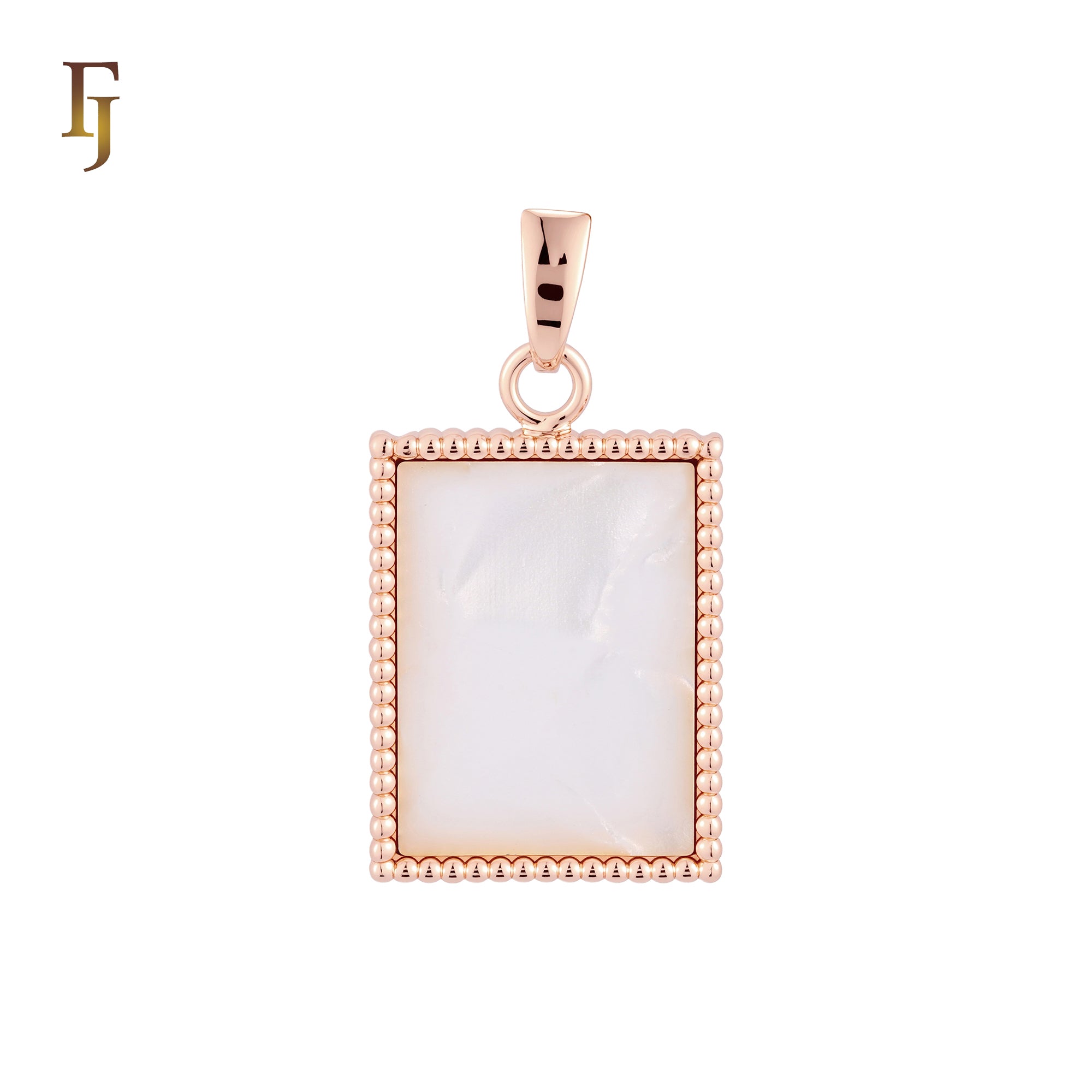 Mirror of Black or White Onyx Beads Frame 14K Gold, Rose Gold Pendant