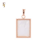 Mirror of Black or White Onyx Beads Frame 14K Gold, Rose Gold Pendant