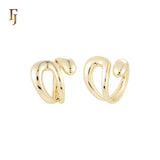 Geometric Twisted band 14K Gold Resizable Open Rings