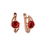 Pendientes solitarios de oro rosa con circonitas cúbicas de colores y símbolo de rayo