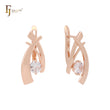 Solitaire white CZ geometric Rose Gold Russian Lock Earrings