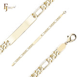 Nice polished Figaro link Men's ID bracelets plated in 14K Gold colors