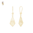 Drop filigree Rhombus 14K Gold Wire Hook Earrings