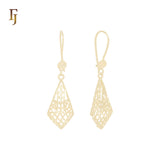 Drop filigree Rhombus 14K Gold Wire Hook Earrings