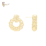 Brincos de pino em formato de cadeado de corda torcida em ouro 14K, ouro rosa e ouro branco