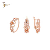 Cluster weiße CZs Tropfenblume Roségold Schmuckset mit Ringen