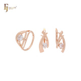 Solitär-Schmuckset aus Roségold mit geometrischem weißen Zirkonia und Ringen