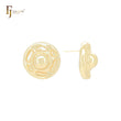 Brincos de pino em formato de chapéu de palha com bolinhas de caracol em ouro 14K, ouro rosa e ouro branco