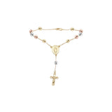 Italian Virgin of Guadalupe Catholic Rosary Necklace (Faceted Disco Beads) plated in 14K Gold, 14K Gold two tone