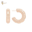 Marquise mixed squared shaped rounded tube C Hoop 14K Gold, Rose Gold, White Gold Stud Earrings