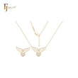 Heart and Wings of Cluster CZs Angel 14K Gold Necklace