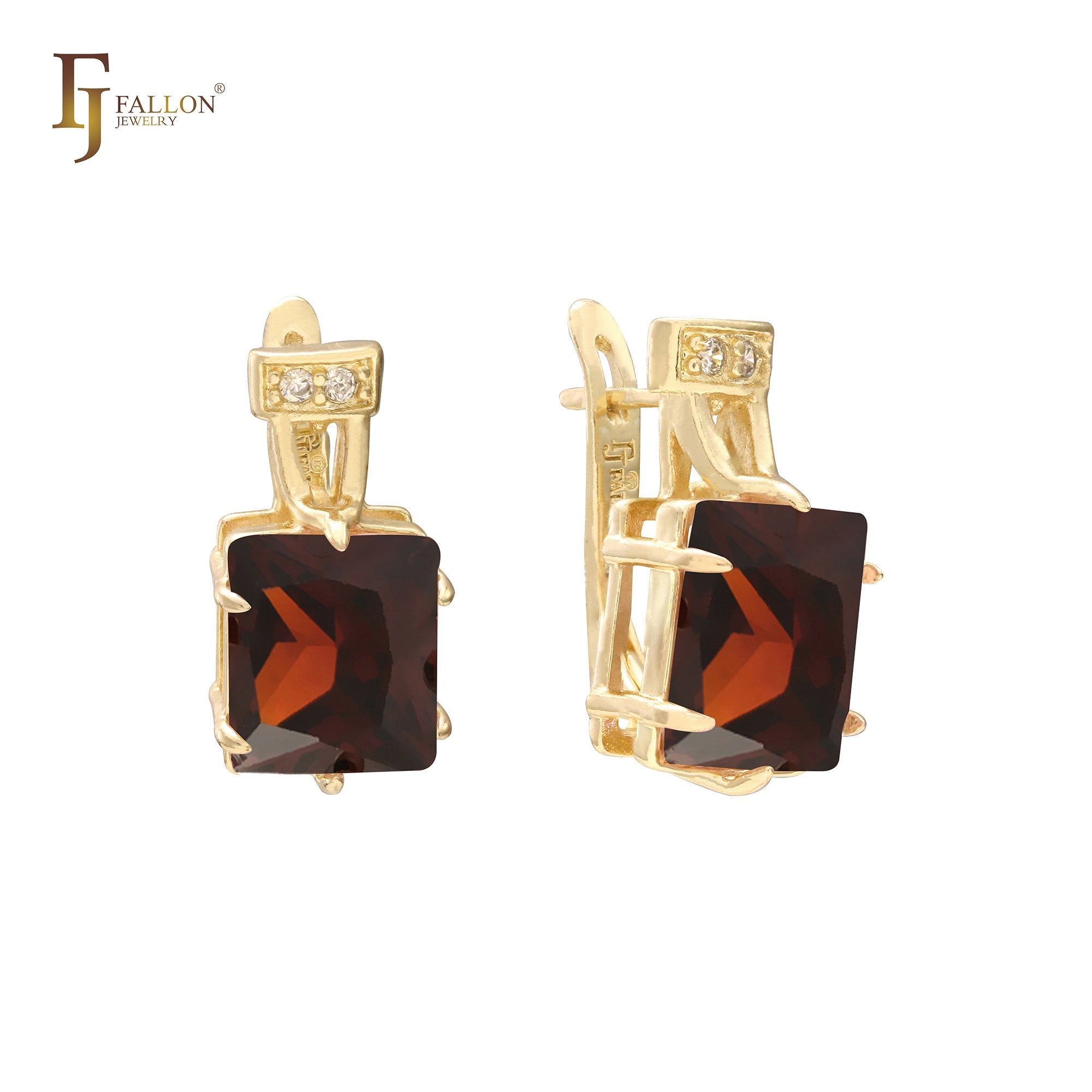 Pendientes grandes con circonitas coloridas y corte princesa