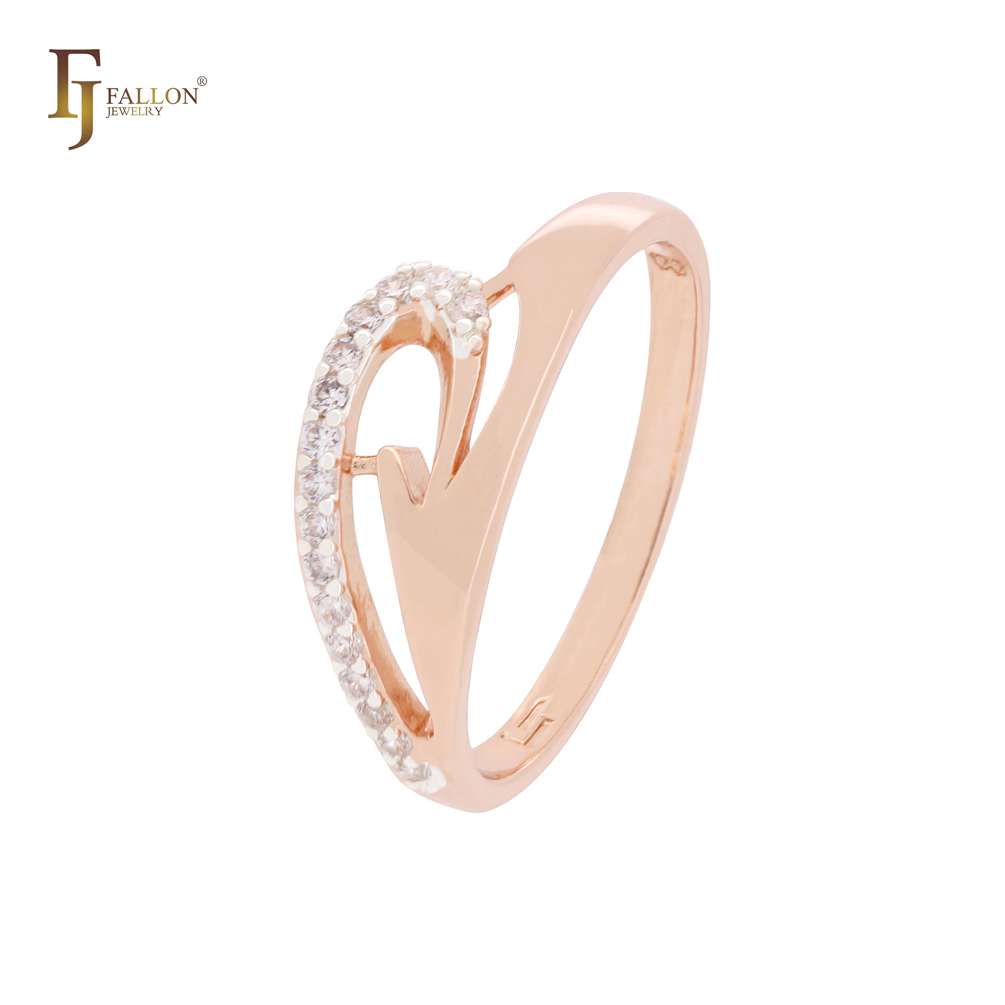 Cintas trenzadas con circonitas blancas Anillos de moda de dos tonos en oro rosa