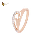 Cintas trenzadas con circonitas blancas Anillos de moda de dos tonos en oro rosa