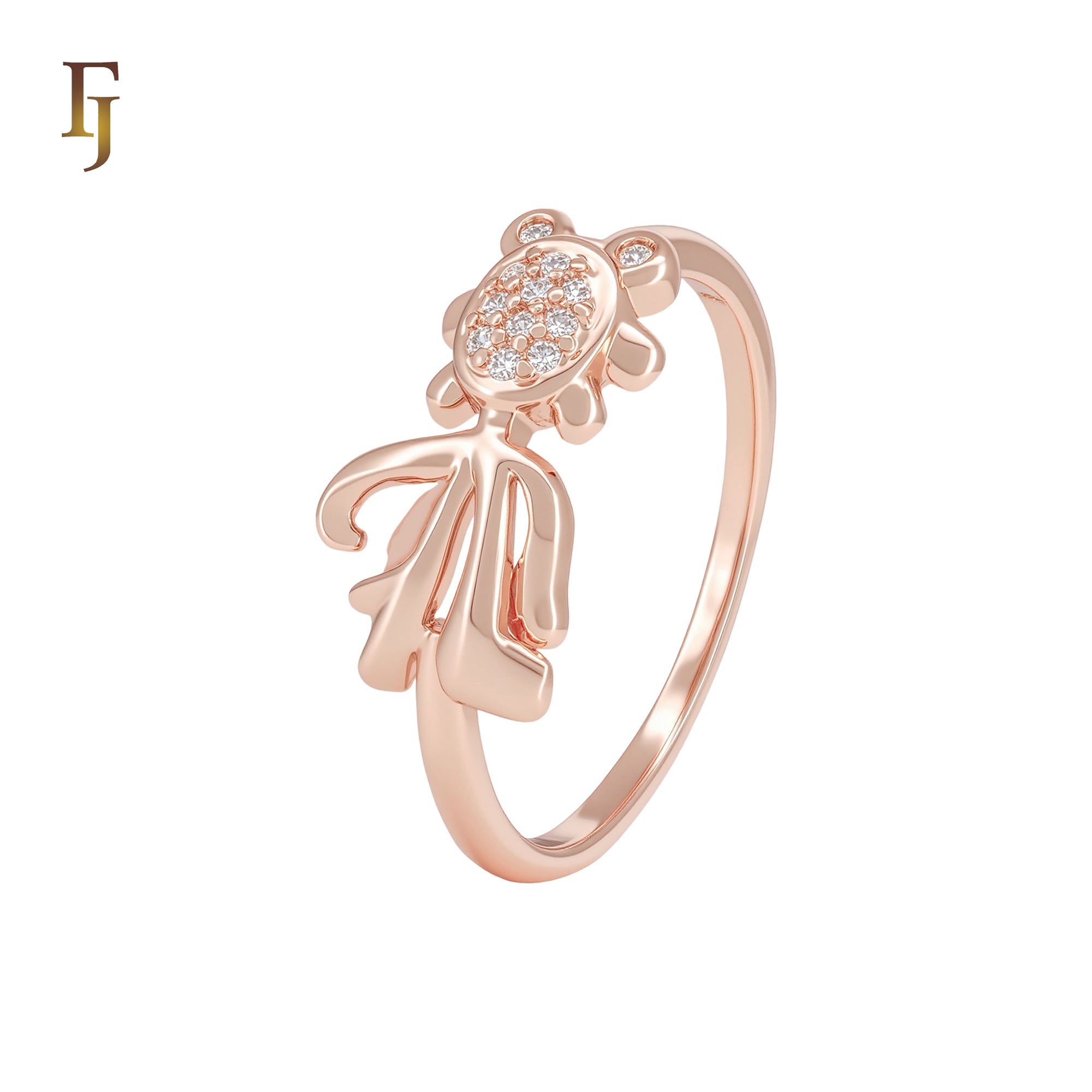 Little Kid of white CZs Rose Gold Fahsion Rings