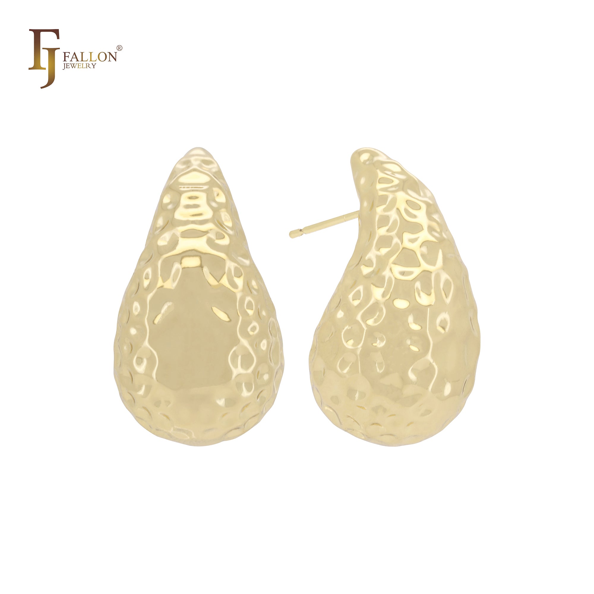 Pendientes Nugget de oro de 14 quilates, oro rosa y oro blanco con textura irregular
