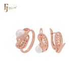 Anéis da moda em ouro rosa com pérolas filigrana