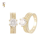 Solitaire white CZs bands white CZs 14K Gold, Rose Gold Engagement Rings