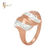 Anillos de moda bicolor en oro rosa con hojas doblemente retorcidas que se cruzan
