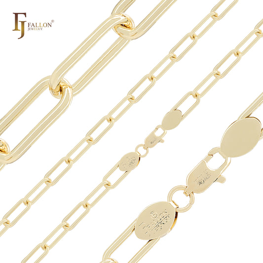 Cable Paperclip link 14K Gold, White Gold Chain