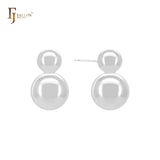 Double beads 14K Gold, Rose Gold, White Gold Stud Earrings