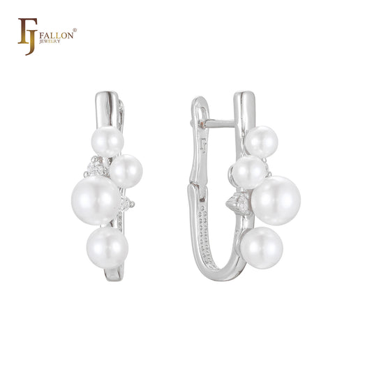 Pearl earrings in 14K Gold, Rose Gold plating colors