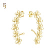 Five Petals flower cluster 14K Gold, Rose Gold Cuff Stud Earrings