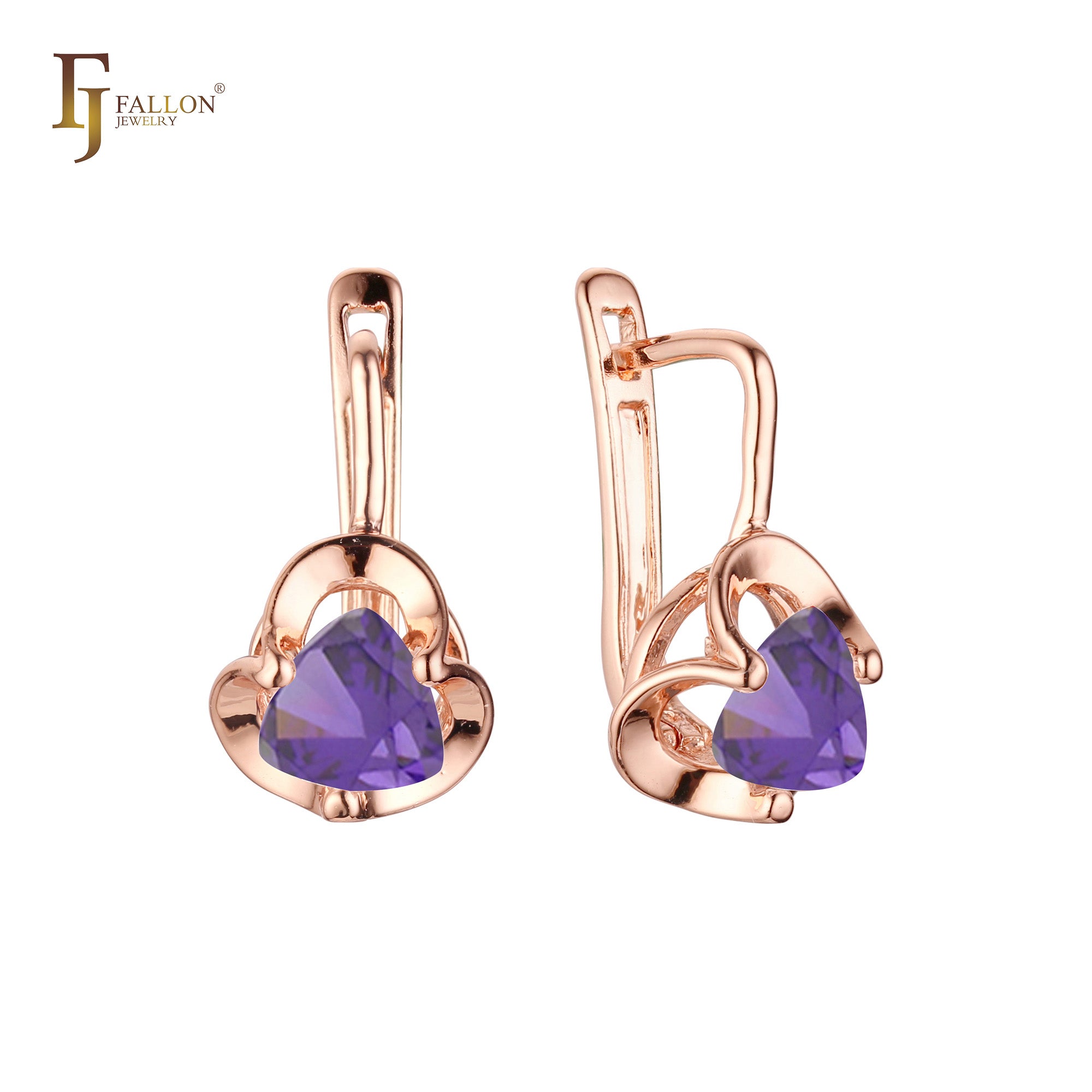 .Rose Gold clawed solitaire white CZ earrings