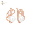 Elegant pearl of dancing wires Rose Gold Russian Lock Earrings