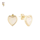 Taller Heart of red or white Onyx 14K Gold, Rose Gold Stud Earrings