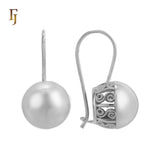 Gold Plated Wire Hook Earrings with Carved Back and Lantern Drop for Elegant Daily Wear