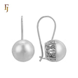 Gold Plated Wire Hook Earrings with Carved Back and Lantern Drop for Elegant Daily Wear