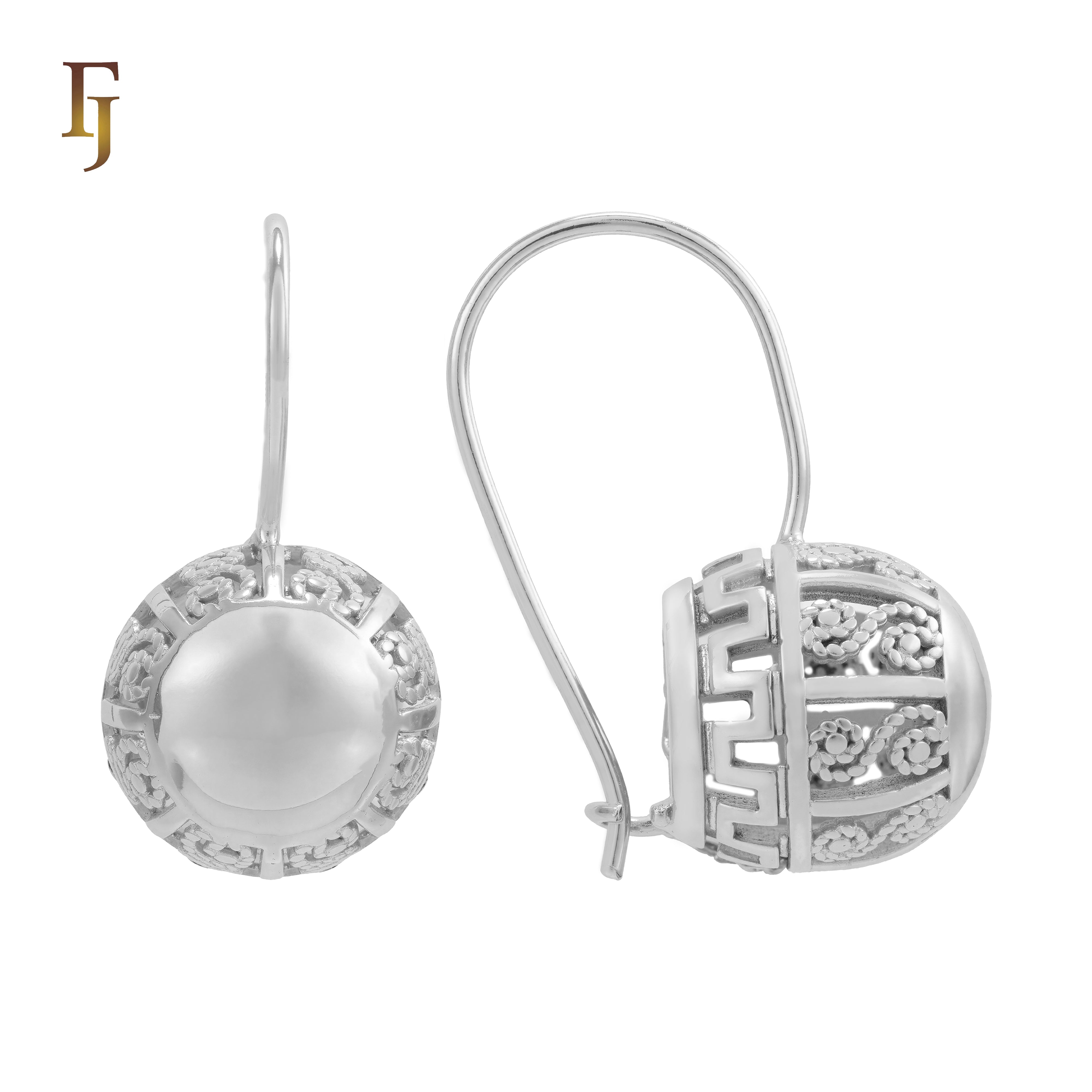 Rose Gold Wire Hook Earrings – Vintage Dome Drop with Filigree Openwork | Ornate Non-Tarnish Jewelry by FJ