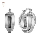 Gold Triple Hoop Earrings for Women – Intertwined Bold Statement Hoops – FJ Jewelry