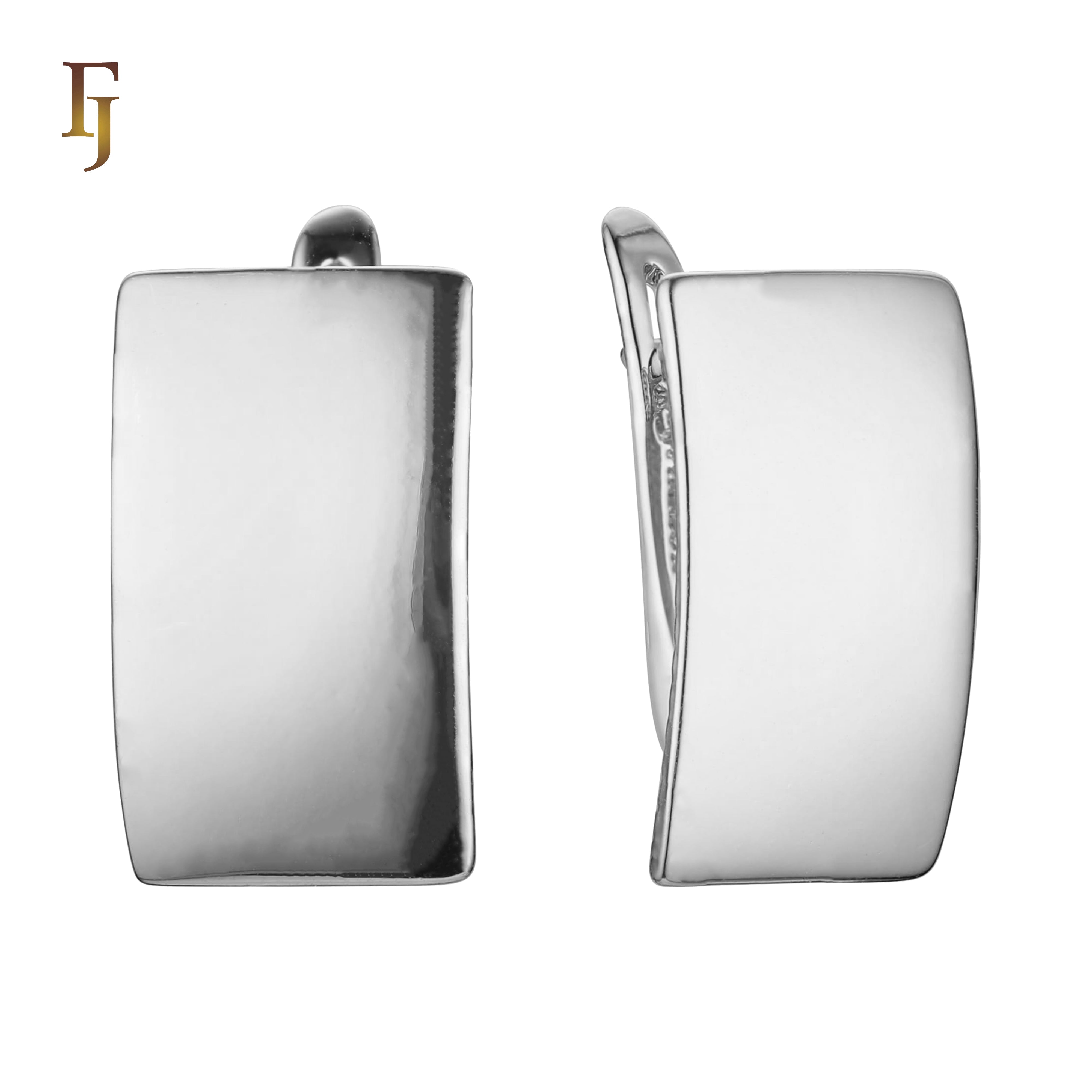 .Rufina's Shield - 585 Rose Gold, 14K Gold Simple Flat Square High Quality FJ Jewelry earrings
