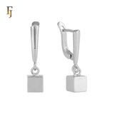 Geometric Cube Russian Lock Earrings – Minimalist Gold-Plated Dangle Design – FJ Jewelry