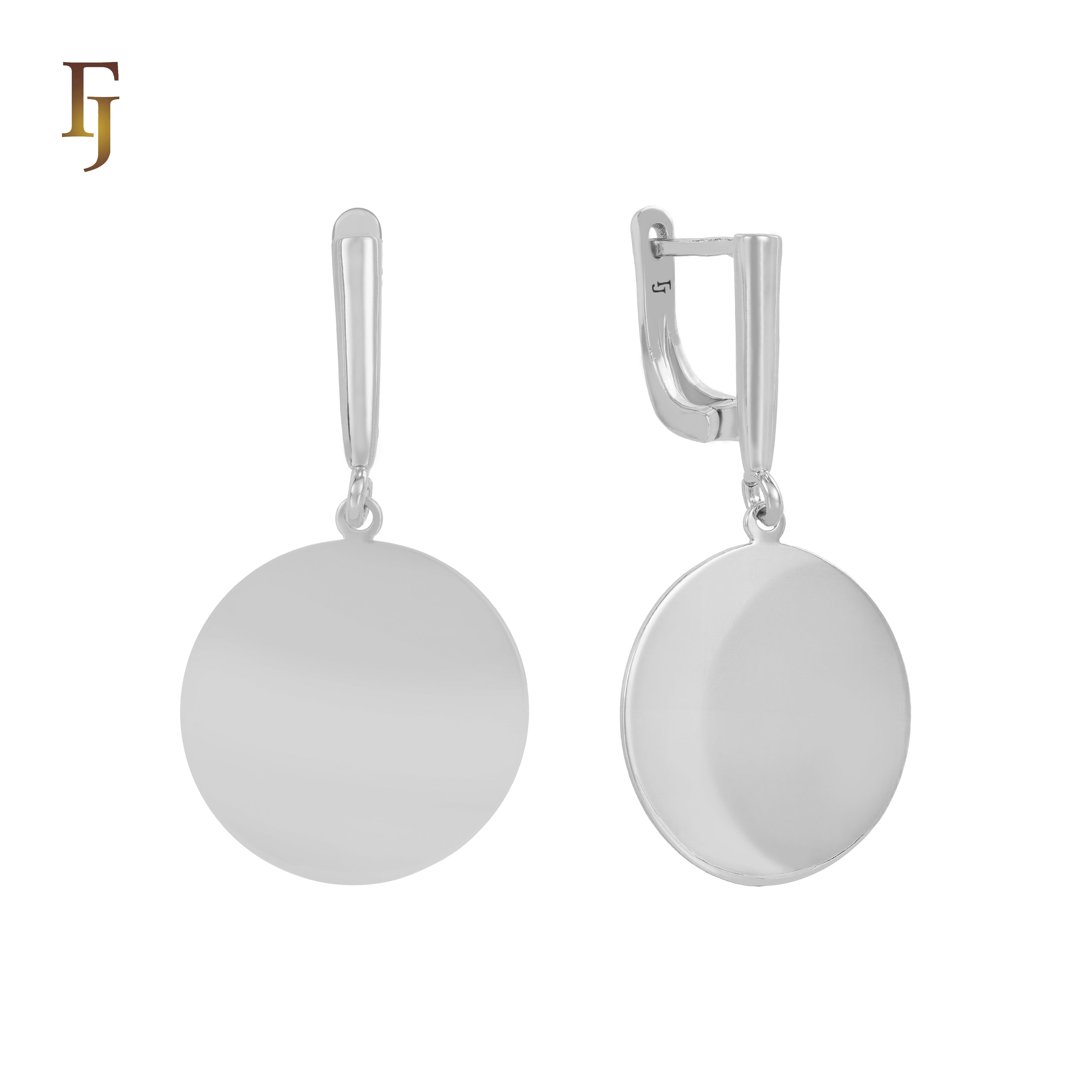 Rose Gold-Plated Russian Lock Earrings with Minimalist Polished Disc Drop – FJ Jewelry