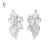 Orchid-Inspired Russian Lock Earrings in Gold Finish – Elegant Floral Drop Earrings – FJ Jewelry