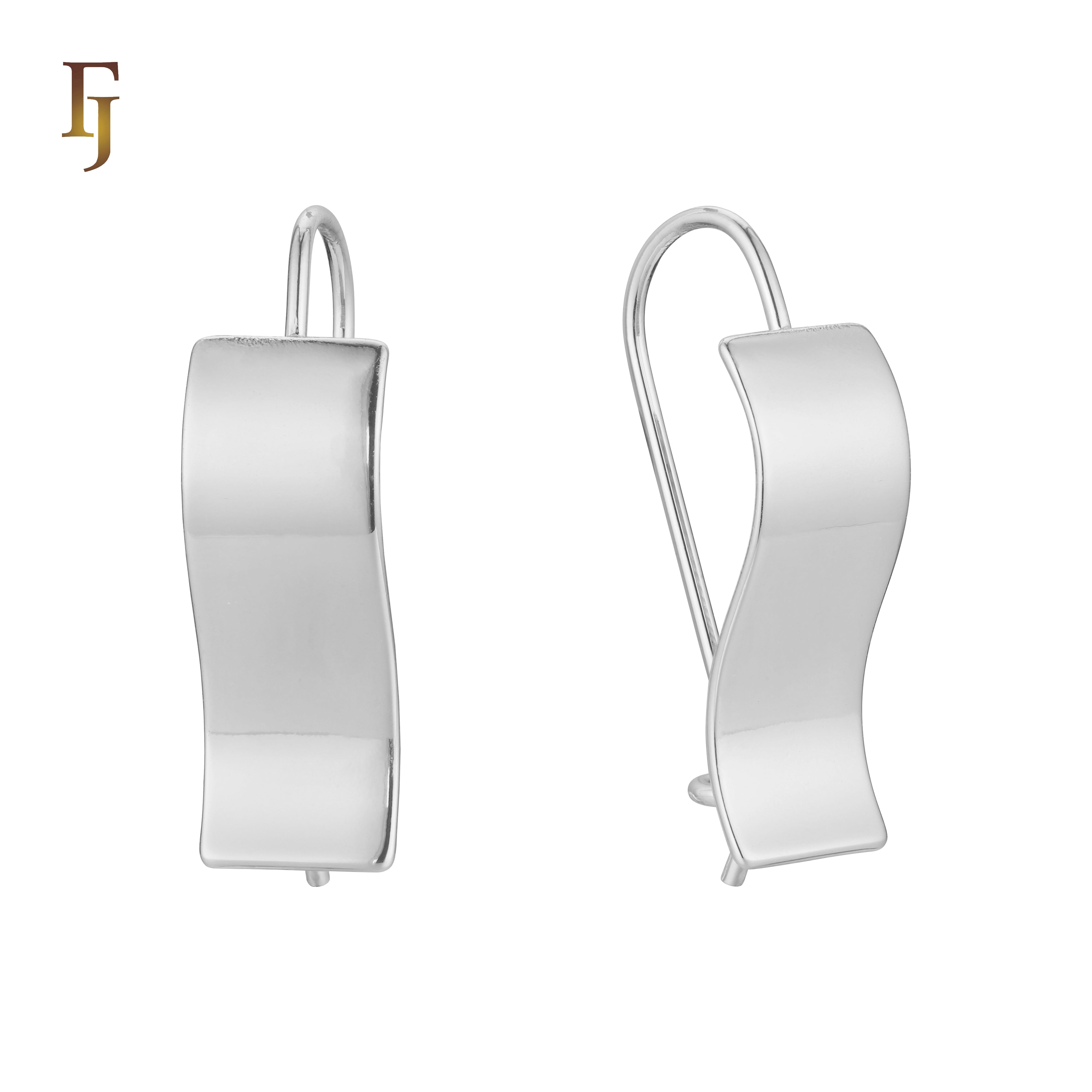 Minimalist Wave Shape Wire Hook Earrings in Polished Gold – Elegant Modern Dangle Jewelry