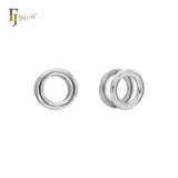 Double circles 14K Gold, Rose Gold, White Gold Huggie Earrings