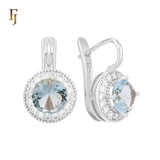 Elegant Halo CZ Russian Lock Earrings – Gold Plated Round Drop | Sparkling Non-Tarnish Jewelry by FJ